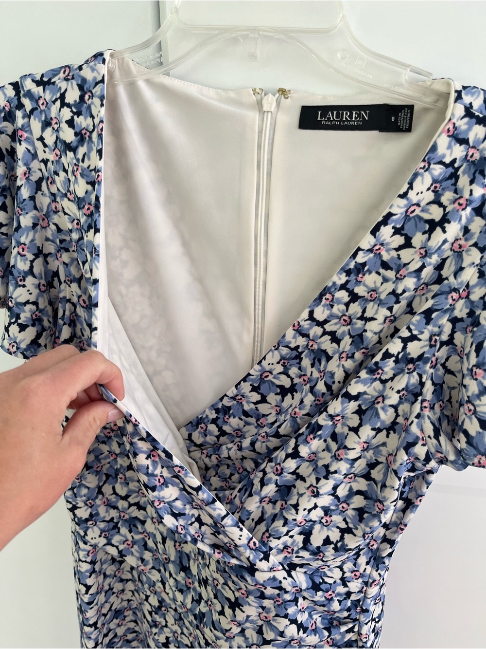 Ralph Lauren Blue Floral Wrap-Style Midi Dress - Picture 3 of 8